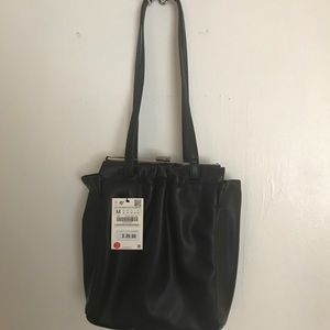 NWT Faux Leather Black tote from Zara